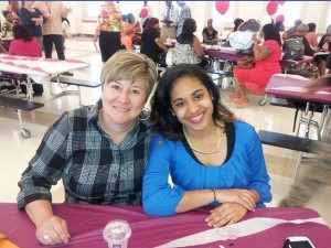 Vicky Perkins with former studet Tajha Leflore, now a sophomore at Ohio University