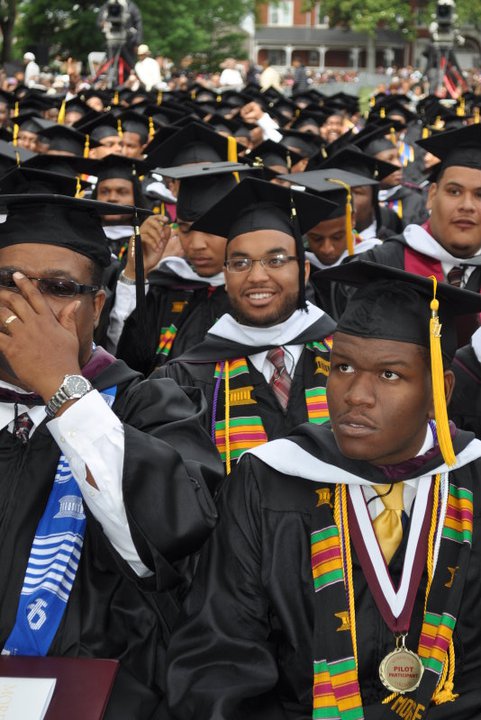 Carlton Collins, center, at his graduation from Morehouse College.